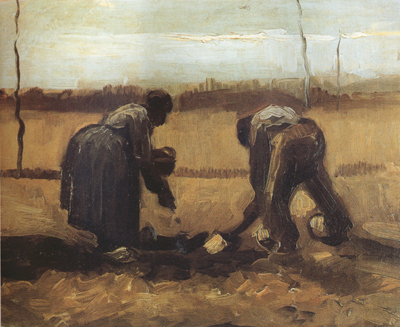 Peasant and Peasant Woman Planting Potatoes (nn04)